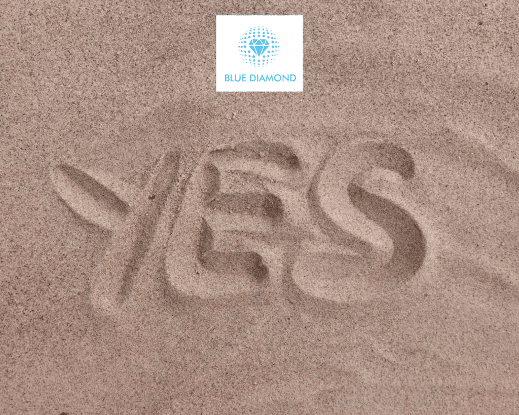 'yes' written in sand