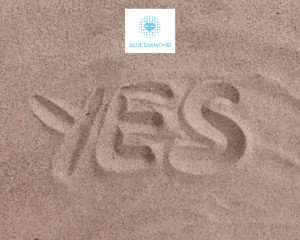'yes' written in sand